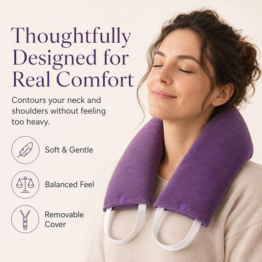 Premium Lavender Microwavable Neck Wrap Set, Heating Pad with Eye Pillow | Microwavable neck heating pad set with washable covers, lavender, Himalayan salt & buckwheat hulls, relaxing spa gift.