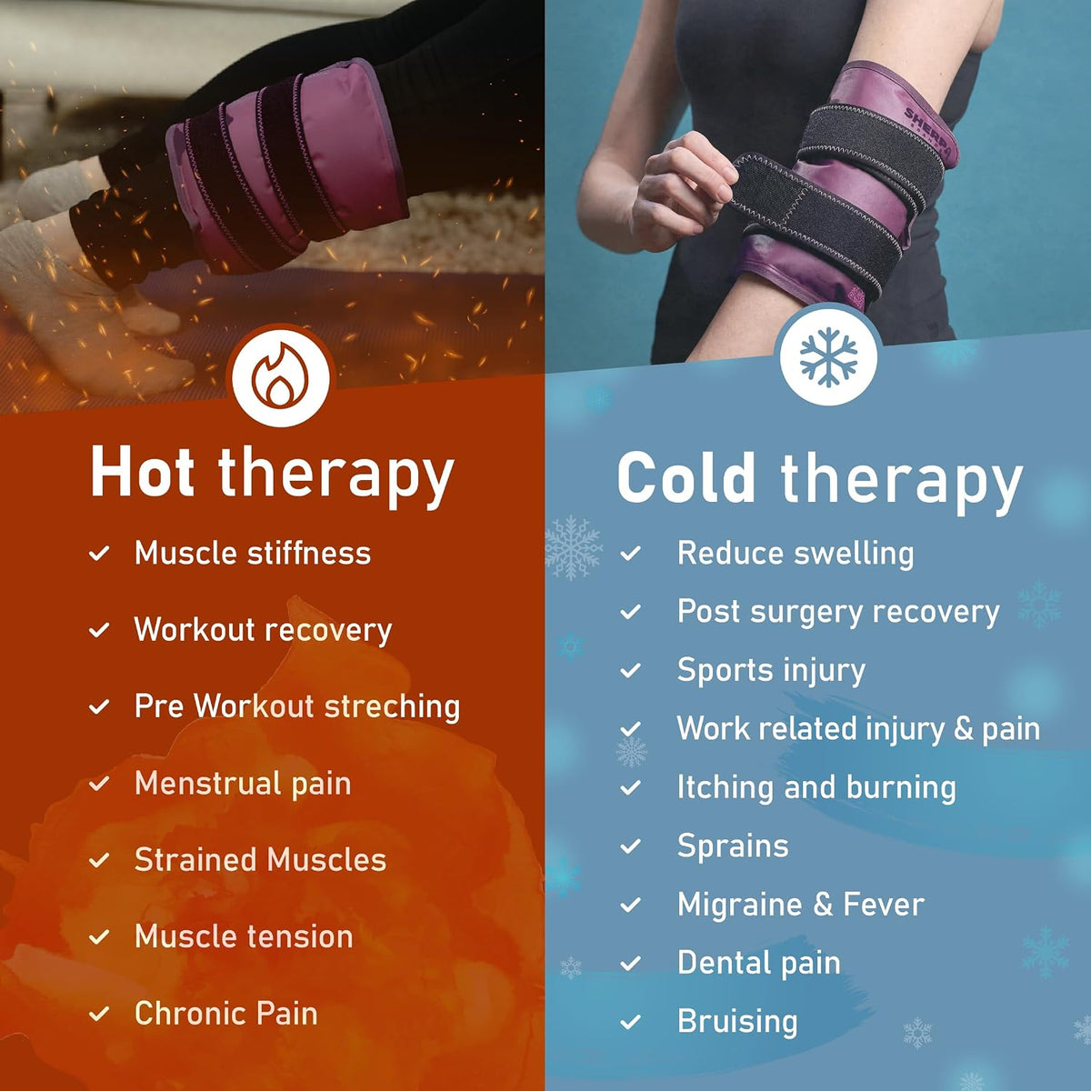 Medium Gel Ice Pack Wrap with Straps, Stretchable 8" x 23"