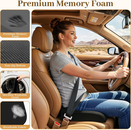 TranquilRelax Memory Foam Seat Cushion for Office Chair, 3-Inch, Black | Medium-firm Support for Long Sitting, Washable Mesh Cover, Non-slip Base, Perfect for Car Seats & Short Drivers