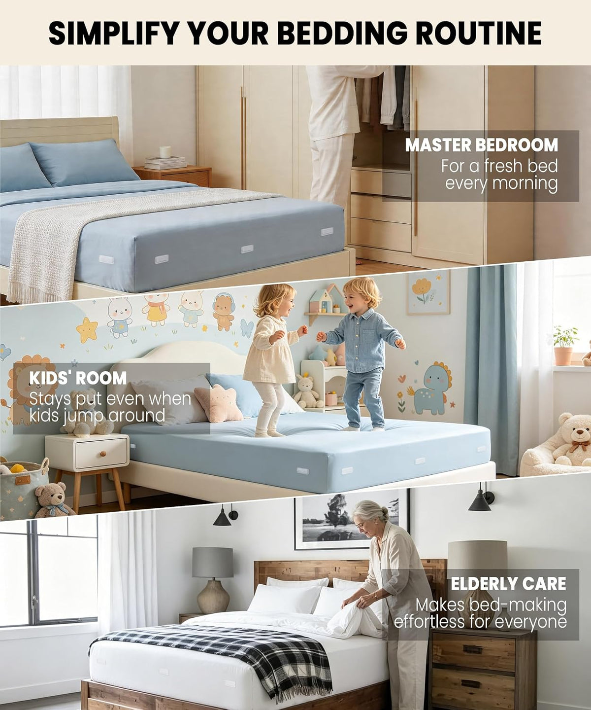 Bed Sheet Holders for Corners - Adjustable Mattress Sheet Straps & Fitted Sheet Clips, Professional Bed Sheet Grippers & Fasteners to Keep Sheets in Place, Secure Sheet Lock