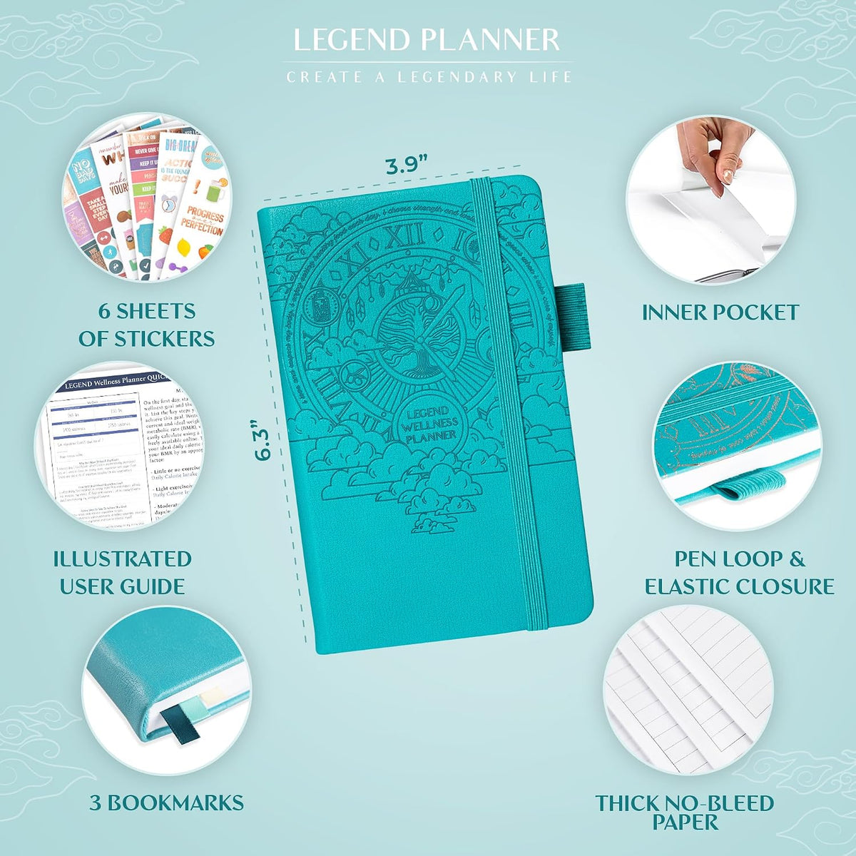 Legend Food Journal, Weight Loss & Meal Tracking Diary 5.8x8.3 Hot Pink