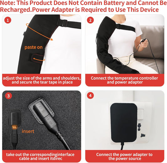 Shoulder Massage Heating Pad, Ultra Long Heated Wrist Wrap, Elbow Heating Pad with 3 Vibration and Heat Settings, Shoulder Heating Pads for Pain Rotator Cuff Frozen Shoulder with AC Adapter