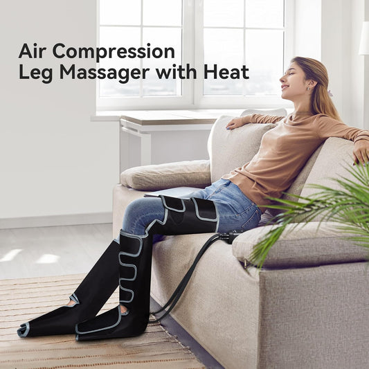 FIT KING Leg Massager with Heat and Air Compression, FSA-HSA | Full Leg & Foot Massager for Circulation and Pain Relief, Adjustable Wrap Design, Sequential Compression Device