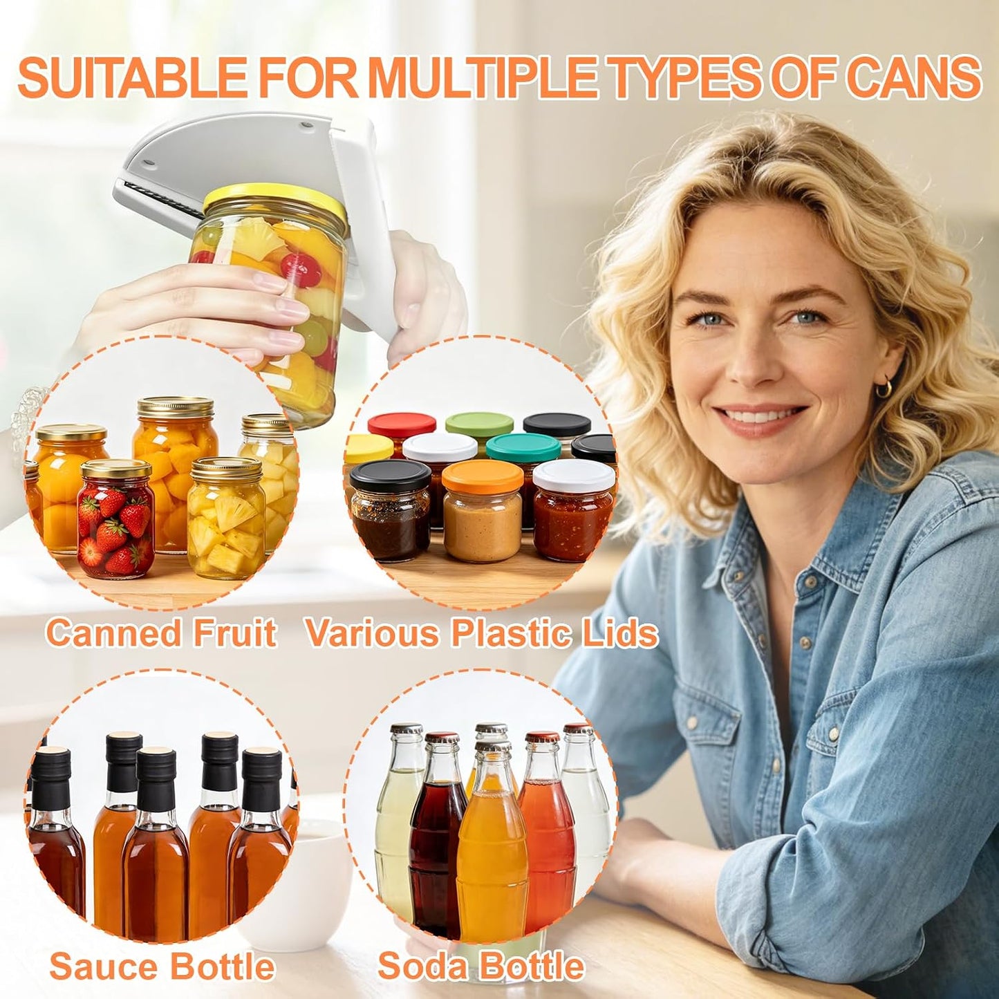 Jar Opener for Weak Hands & Arthritis, Effortless Jar Lid Opener for Seniors, Under Cabinet Bottle Opener Opens Any Size Lid, Kitchen Gadget