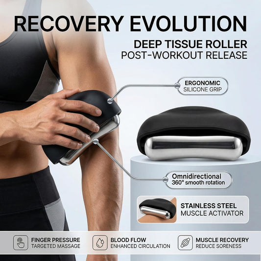 Cooling Massage Roller with Ergonomic Handle for Deep Tissue | Black,360° Easy-Glide Ice Massage Ball for Myofascial Release, Cold Therapy Roller Post-Workout Recovery & Muscle Pain Relief