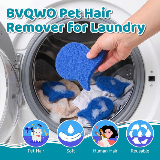 Pet Hair Remover for Laundry, 6 Pack Reusable Hair Catcher for Washer | Dog Hair Remover for Laundry, Removes Fur/Lint/Dander, Fur Catcher for Washing Machine, Fish Tail Design, Navy Blue