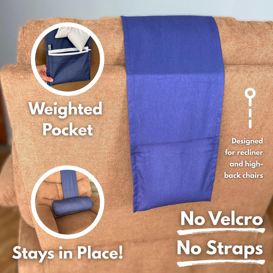 Recliner Pillow for Lumbar, Neck, and Cervical Support, Sleep, Couch, Office Chair, Headrest, Weighted, No Velcro Required, (Black)