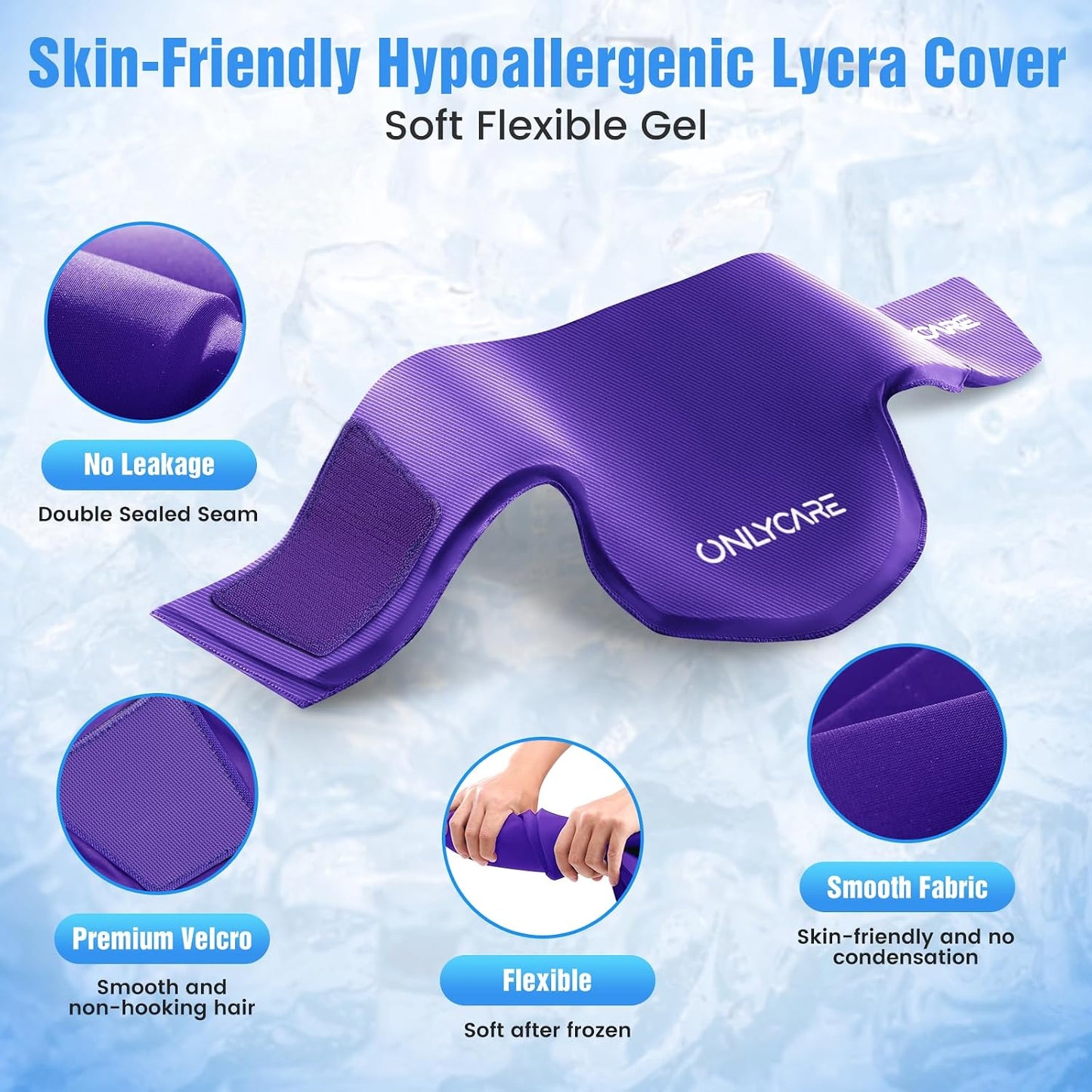 ONLYCARE Neck Ice Pack Wrap Gel - Upgraded Shoulder Ice Packs for Injuries Reusable, Hot and Cold Compress Ice Packs for Neck, Relief of Pain, Office Pressure, Swelling, Sprains