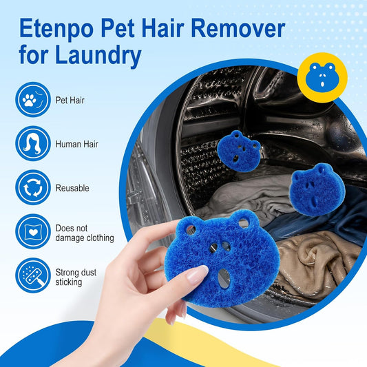 7 PCS Pet Hair Remover for Laundry, Reusable Dog Hair Remover Tool | Dog & Cat Hair, Reusable Pet Fur Catcher, For Washing Machine and Dryer, Lint Remover Tool, With White Mesh Storage Bag, Blue