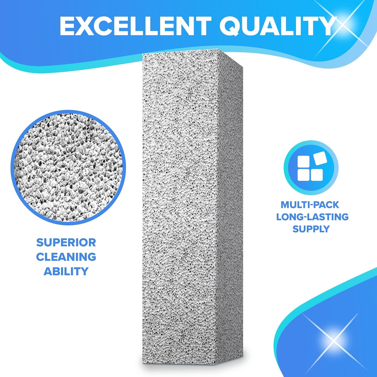 DISIWENE Pumice Cleaning Stone with Handle Toilet Bowl Cleaner Hard Water Ring Remover for Bath/Pool/Kitchen/Household Cleaning (4, 4 Pack with Handle)