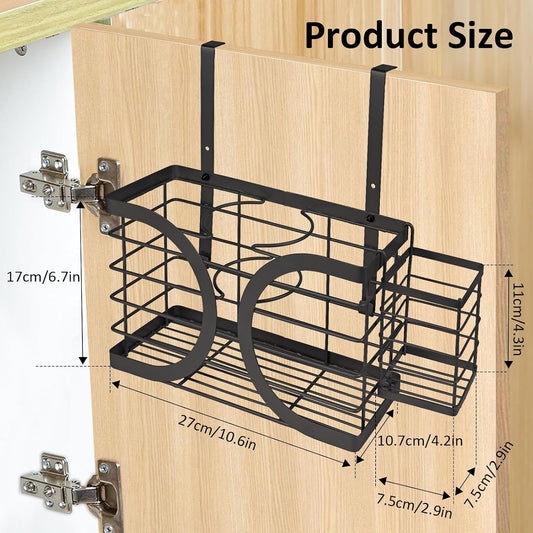 Elegant White Cabinet Door/Wall Mounted 3-in-1 Hair Dryer Holder | Stylish Bathroom Organiser, For Hair Dryer & Straightener, Hair Brush & Accessories