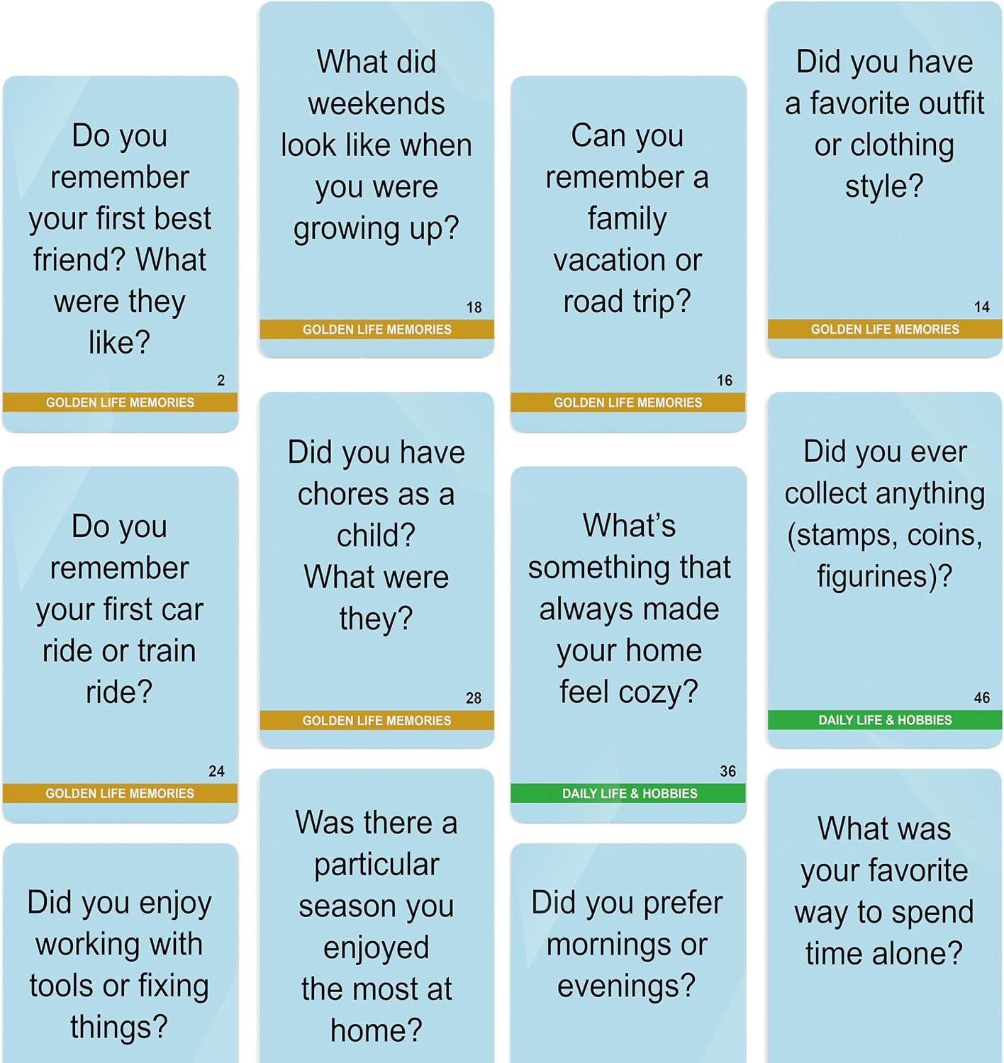 Golden Memories – 220 Conversation Cards for Seniors with Dementia & Alzheimer’s – Meaningful Conversations & Memory Activities for Solo or Group Engagement | Infodeck