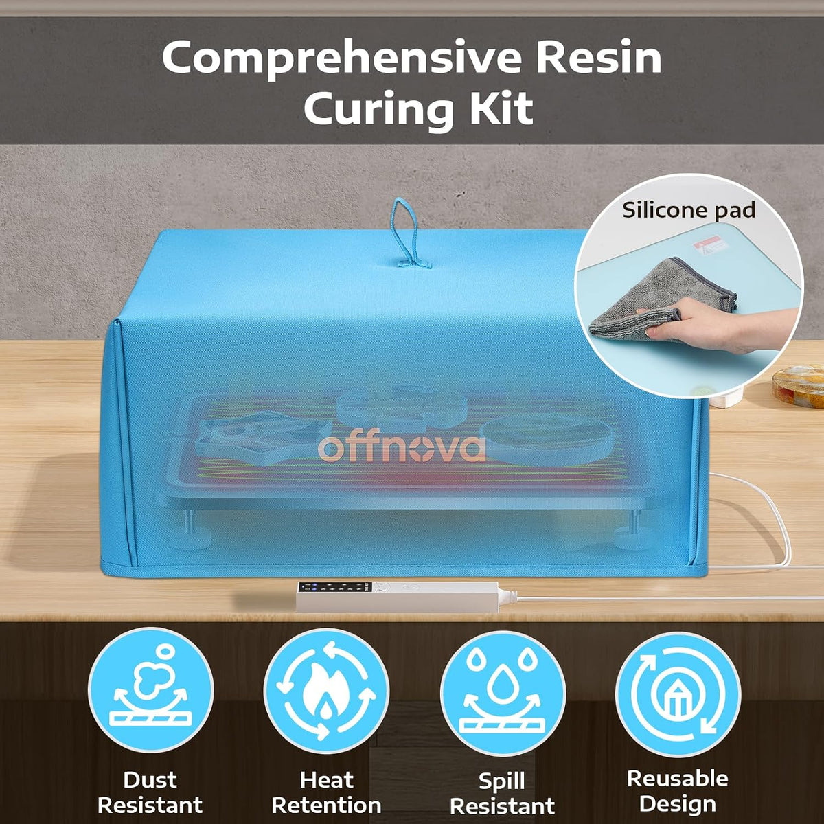 OFFNOVA Resin Heating Mat & Leveling Table, 2-in-1 Resin Tools for Epoxy Resin, Resin Curing Machine for Resin Molds, Undeformed Resin Dryer with Smart Timer & Temperature Control, Silicone Mat