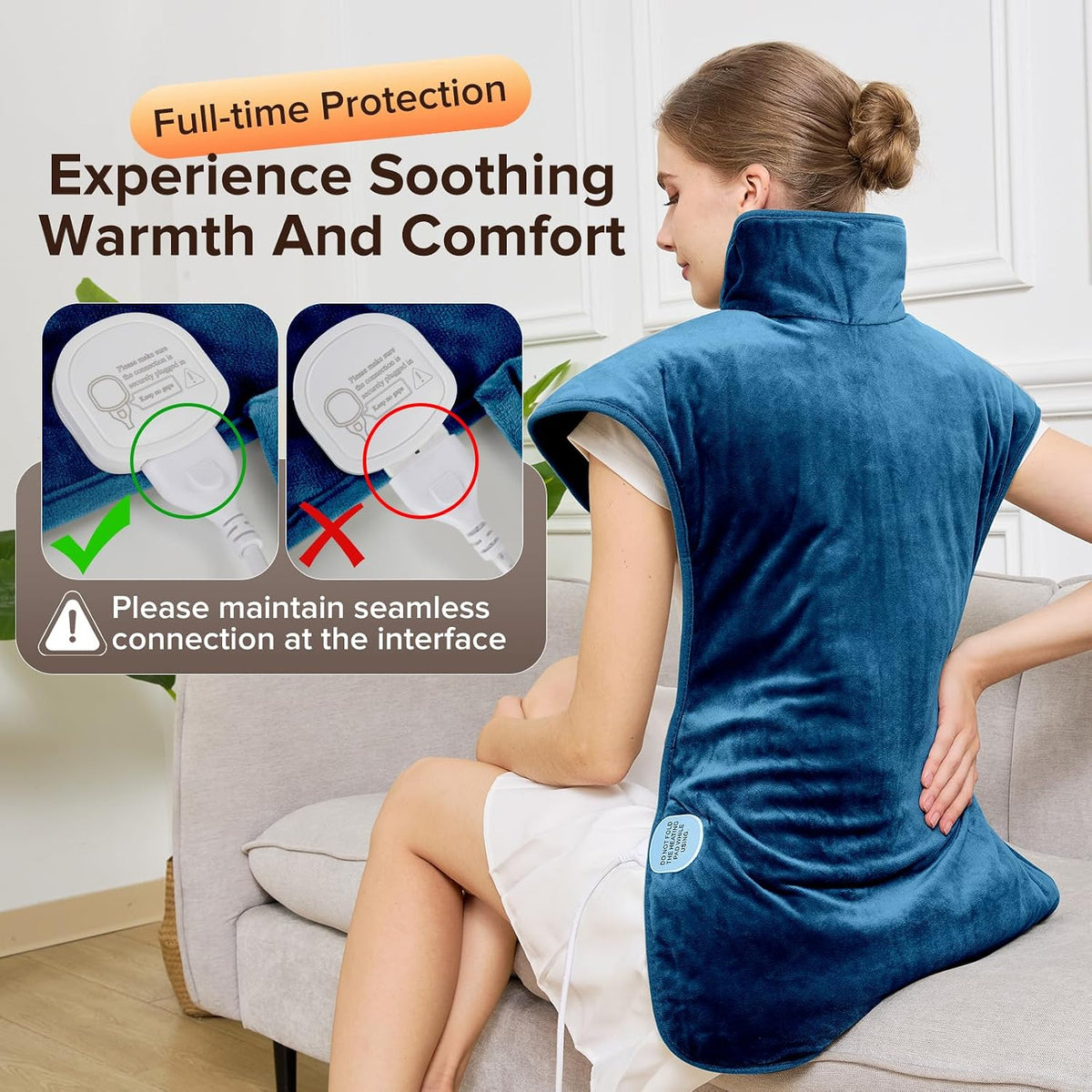 Electric Heating Pad for Neck Back Shoulder Pain Relief, 25"x37" Large Full Body Weighted Heated Pad for Menstrual Cramps - 5 Heat Levels/Snug Fit, Birthday Gifts for Women Men Mom Dad Elders