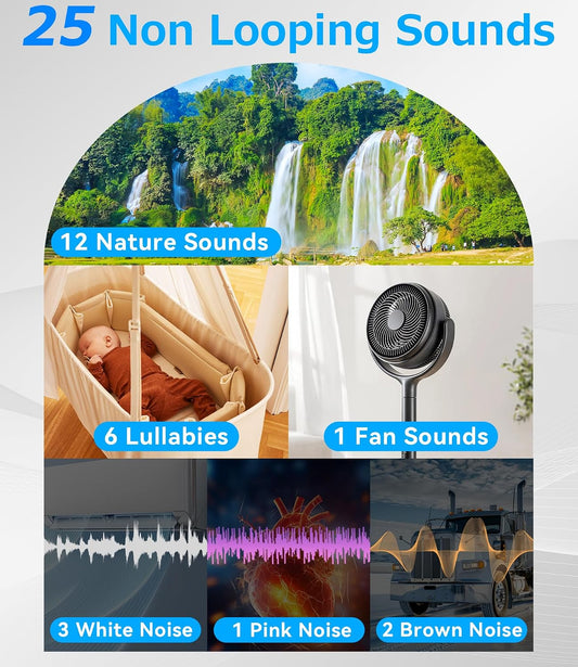 Sound Machine Alarm Clock for Sleep: Digital Alarm Clocks for Bedrooms, 25 Soothing Sounds, 7 Gentle Wake-up Sounds, 16 Adjustable Volume & Timer, Memory Function (Gray)