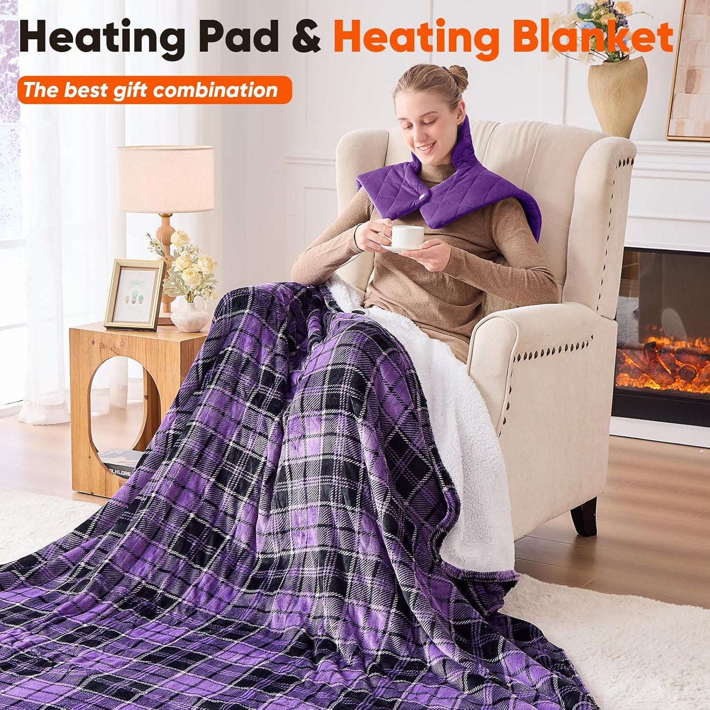Weighted Heating Pad for Neck Shoulders and Back, Mothers Day Gifts for Mom Wife Grandma, Birthday Gifts for Women Men Dad, Instant Electric Heated Blanket with 9 Heat Options 4 Auto-Off Timer, Grey