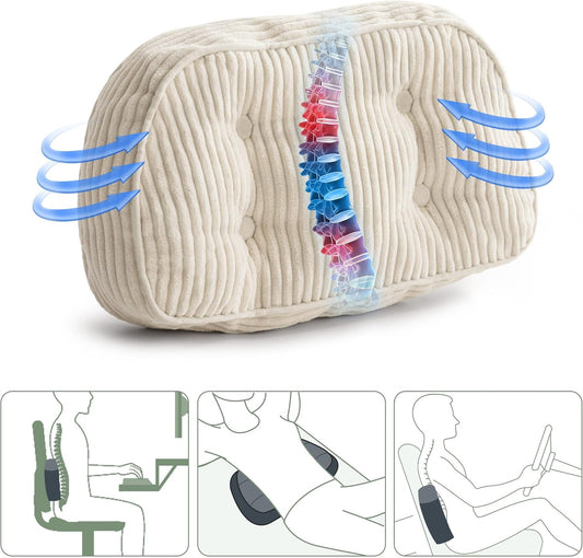 HIGOGOGO Lumbar Support Pillow for Recliner Chair/Accent Chair/Couch/Office Chair, Tufted Corduroy Back Support Cushion for Elderly, Recliner Cushions for Back Rest, Pain Relief, Reading, Dark Grey