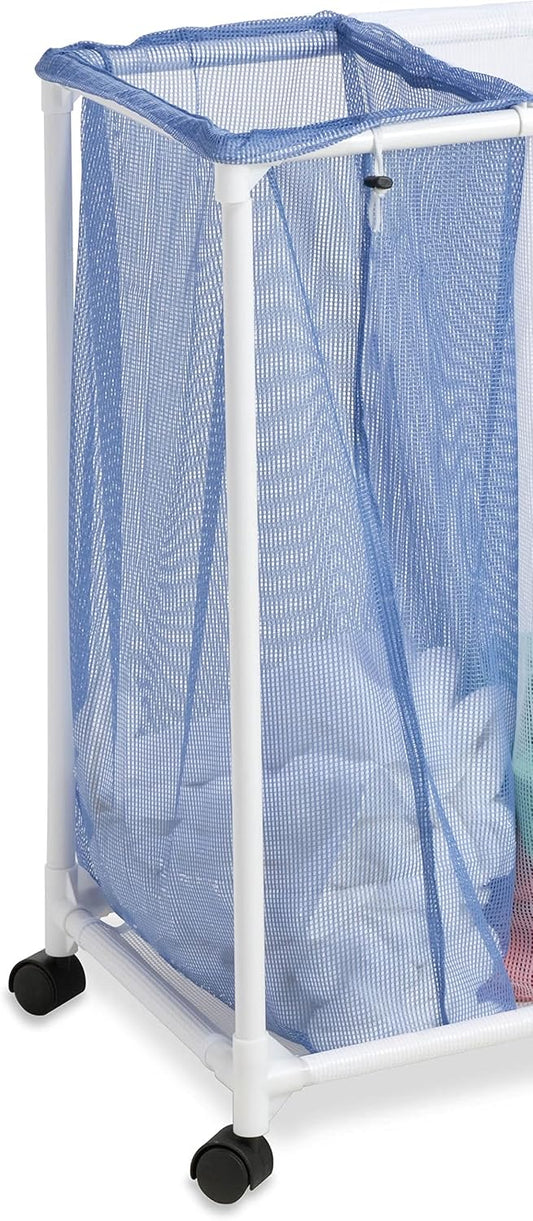 Honey-Can-Do HMP-01629 3 bag mesh laundry sorter, 30.5" x 15.3" x 30" , Blue/White
