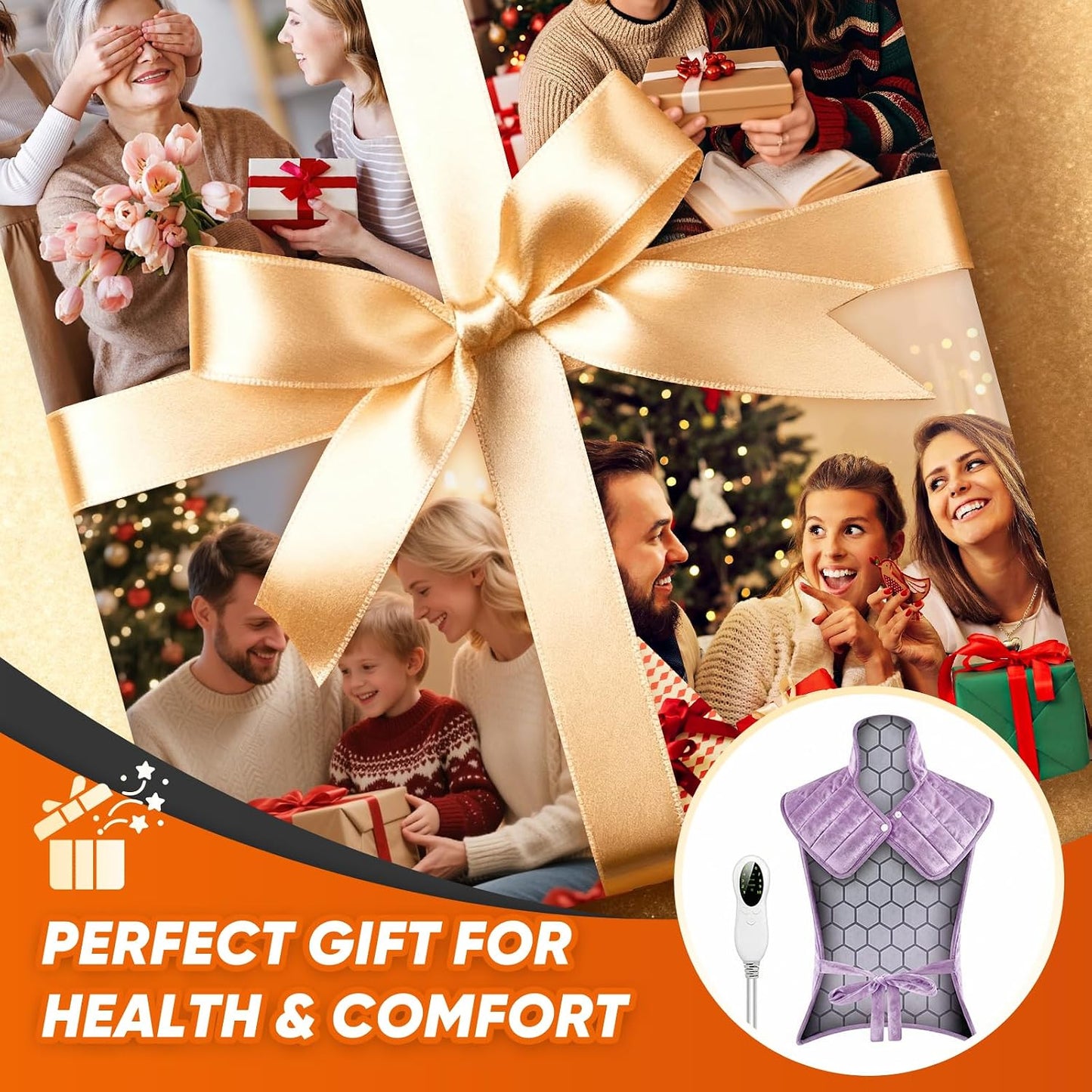 Heating Pad for Shoulder and Back, Electric Graphene-Infused Weighted Heat Pads for Pain Relief, 35"x24" Large Full Body Heated Pad, 86°F-158°F Auto-Off, Birthday Gifts for Women, Men, Mom, Dad