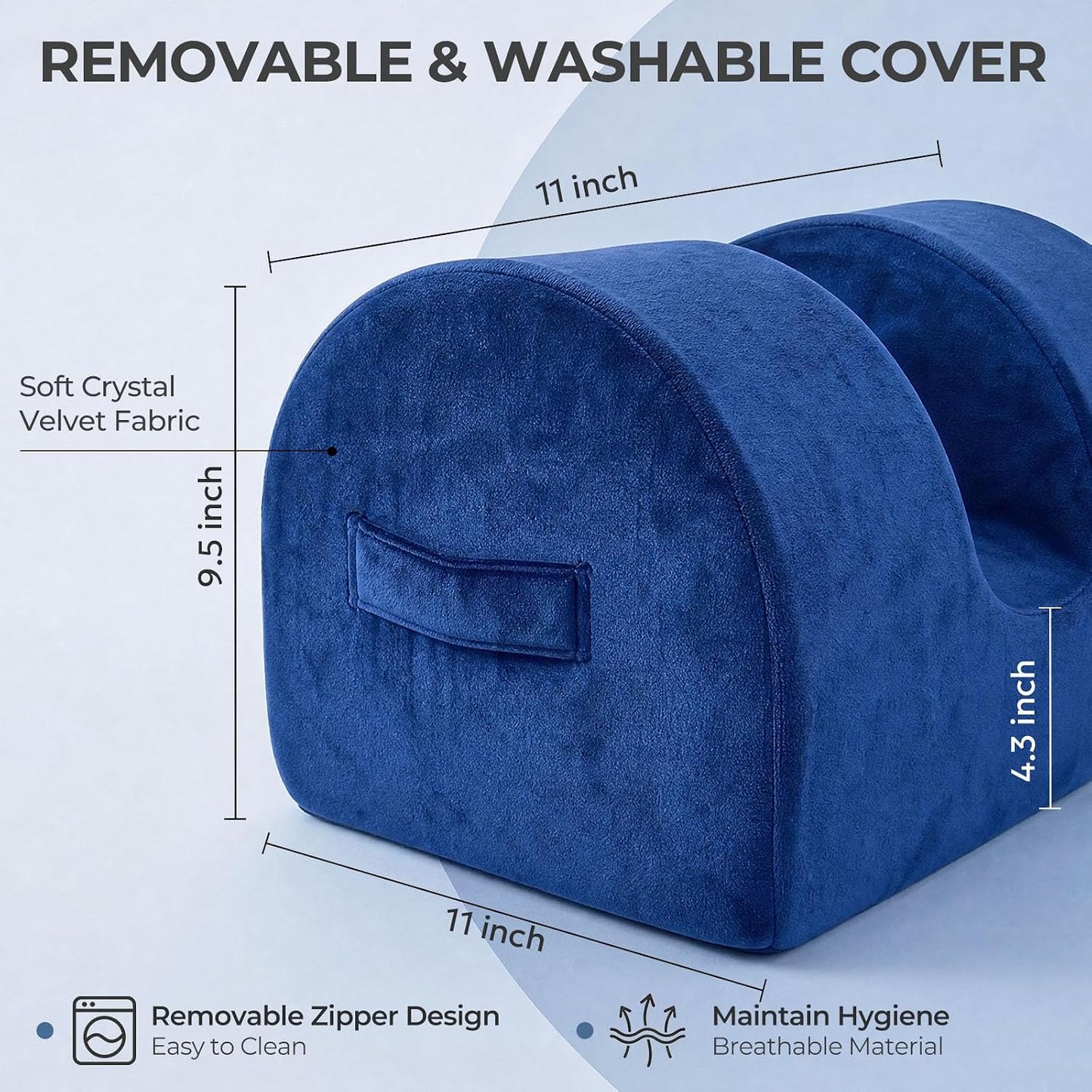 Leg Elevation Pillow for Knee Replacement Surgery Recovery with Handle | Firm Support Foam, Portable Wedge, Removable Cover, Lightweight, Anti-Slip, Breathable, Machine Washable Cover