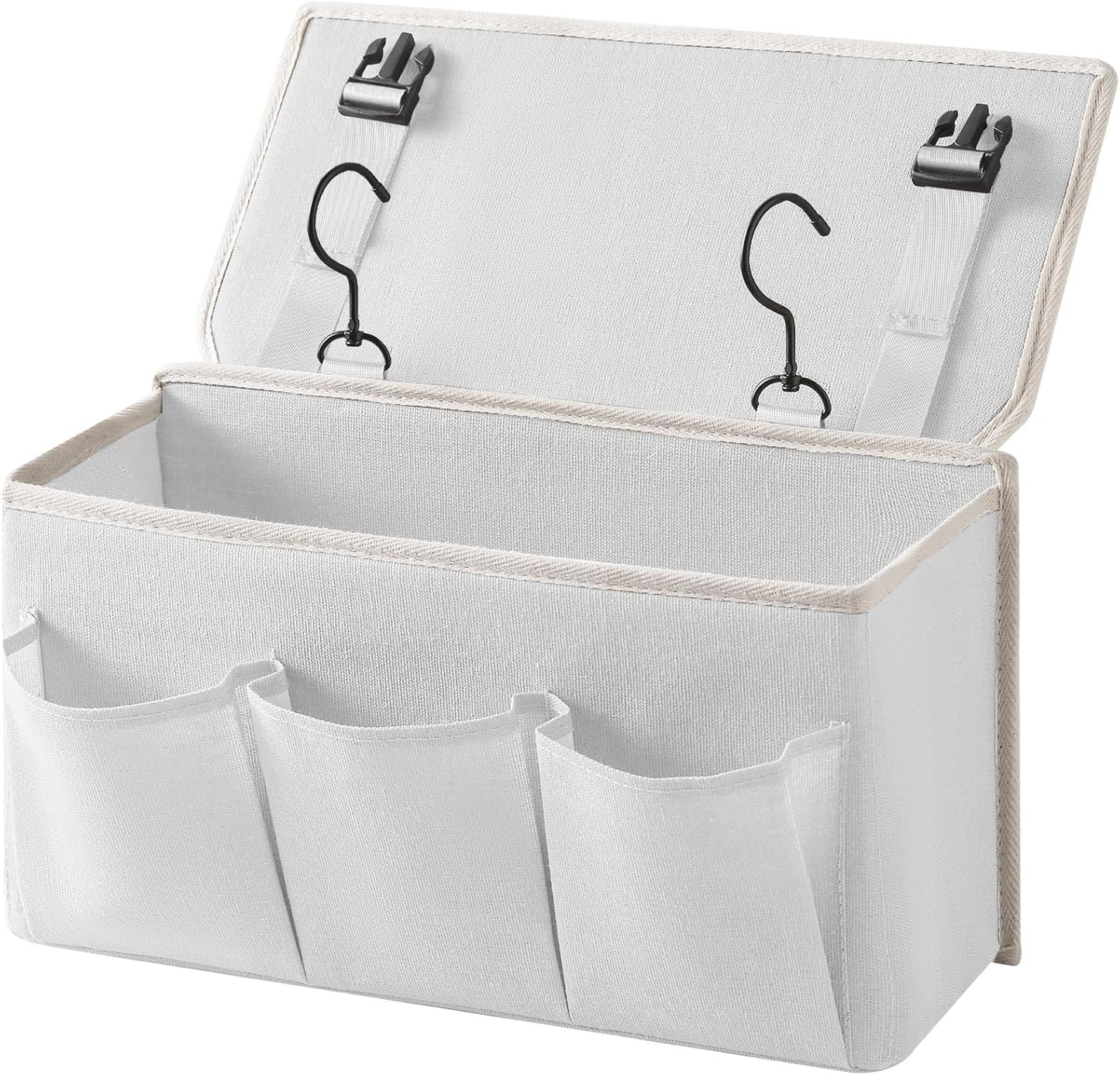 Bedside Caddy/Bedside Storage Organizer Hanging Bag with Three Options,Suitable for home beds, sofas, and dormitory beds—can hold magazines, books, phones, iPads, remote controls. (Gray)