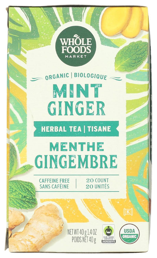 Whole Foods Market, Organic Mint Ginger Herbal Tea, 20 Count