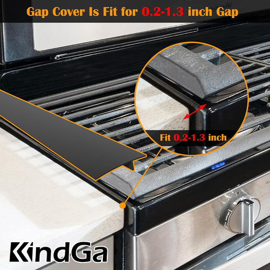 Silicone Stove Counter Gap Cover - 21 Inch Gap Filler 2 Pack Black | Easy clean gap filler sealing spills between kitchen counter, appliances, stovetop, washer, dryer, oven side stove gap cover
