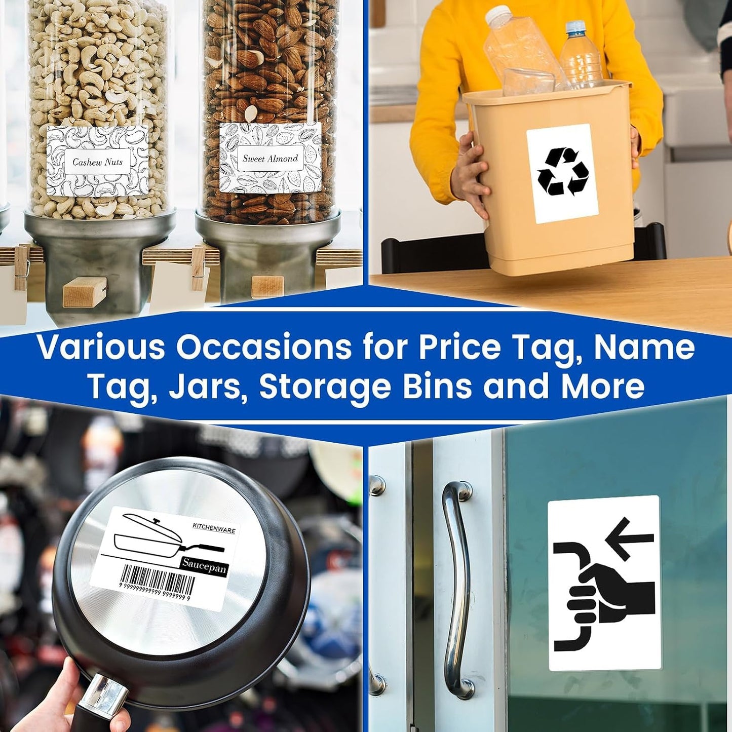 L LIKED 2" x 1" Thermal Labels, Blank Removable Labels with No Residue, Water and Oil Resistant, Use for Both Home and Office (1 Roll, 1300 Labels)
