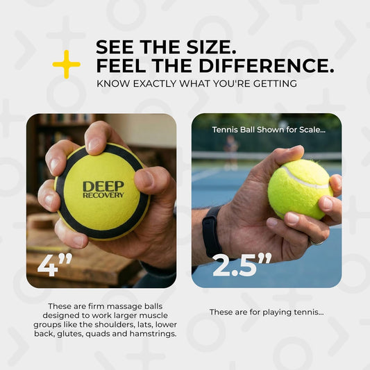 Yoga Deep Tissue Massage Ball Set, Firm Density – 4-Inch Myofascial Release Balls for Feet, Back, Neck, Legs & Arms – Trigger Point & Mobility Therapy (2-Pack)