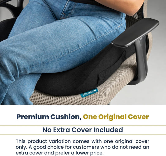 SitCushion Extra Large Memory Foam Seat Cushions for Office Chairs, Pressure Relief Seat Cushion for Tailbone Pain Relief, Sciatica & Back Pain, Ergonomic Office Chair Cushion for Long Sitting (Black)