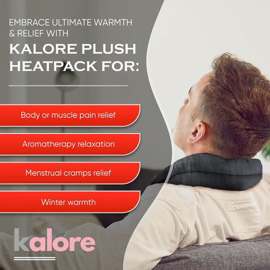 Microwavable Heating Pads for Winter Warmth, Back, Stomach & Head Comfort – Kalore Soft Cotton Tartan Neck Wrap – Even Heat Distribution Hot Compress Bag – Wheat Heat Pad XL – Unscented – Gray