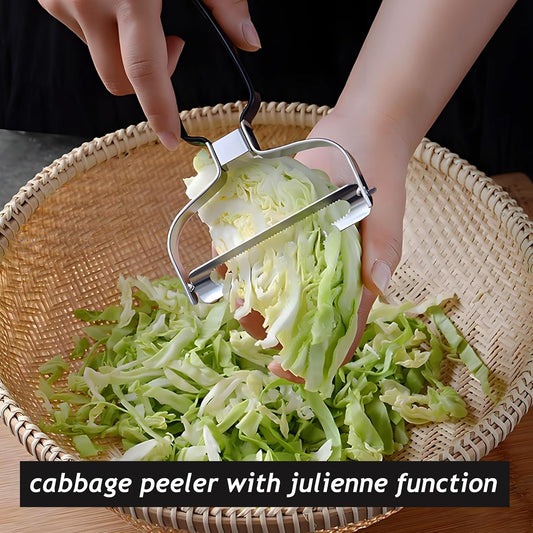 Larger Wide Mouth Kitchen Cabbage Peeler | Best Serrated Y Vegetable Peelers,Good Grip Hand, 3.7 in Wide Sharp Blade(Red)