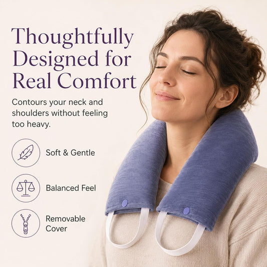 Premium Lavender Neck Wrap Set, Microwavable Heat Pad with Eye Pillow | Balanced lavender, salt, and buckwheat blend creates soothing neck warmth, warm or chilled use, and added tired-eye comfort.