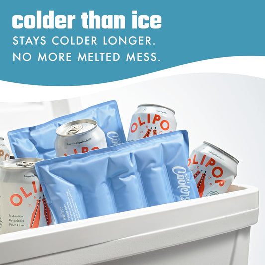Cool Coolers by Fit & Fresh 2 Pack XL Soft Ice Packs for Cooler, Flexible Stretch Nylon, Lunch Box Ice Packs, Large Reusable Freezer Packs, Cornflower Blue