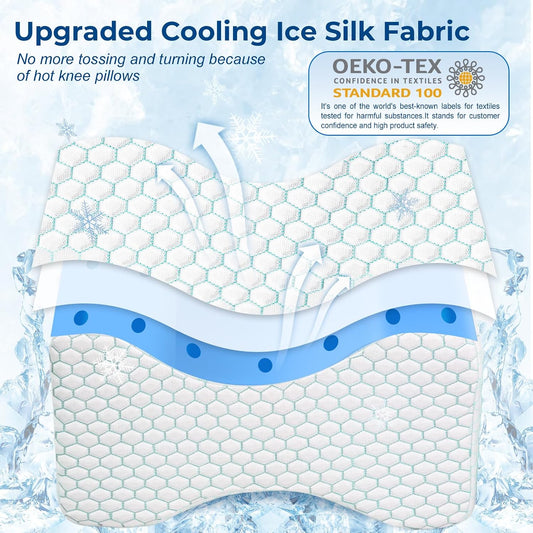 KingPavonini Leg Pillow for Side Sleeping, White & Green