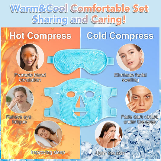 Colding Ice Face Mask and Cooling Eye Mask for Puffy Eyes (Blue) | Ice Mask for Face Gel Eye Mask Cooling Face Mask Reusable Cold Eye Mask for Dark Circles Sleeping Pressure