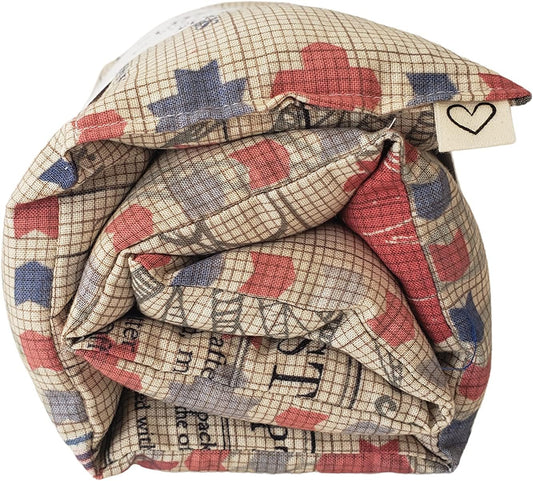 Microwavable LOVEwrap Neck & Shoulder wrap - Unscented 6 x 24 - Flax Seed - Soothes Muscle Ache Pain Relief - Natural Soft Cotton - Warming Muscle Relaxation- Flowers Black