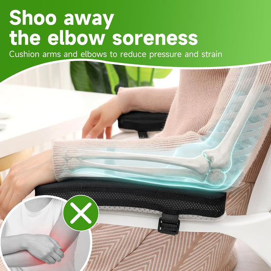 LargeLeaf Chair Armrest Cooling Gel Cushions Elbow Pillow Pressure Relief Office Chair Gaming Chair armrest with Memory Foam armrest Pads 2-Piece Set of Chair