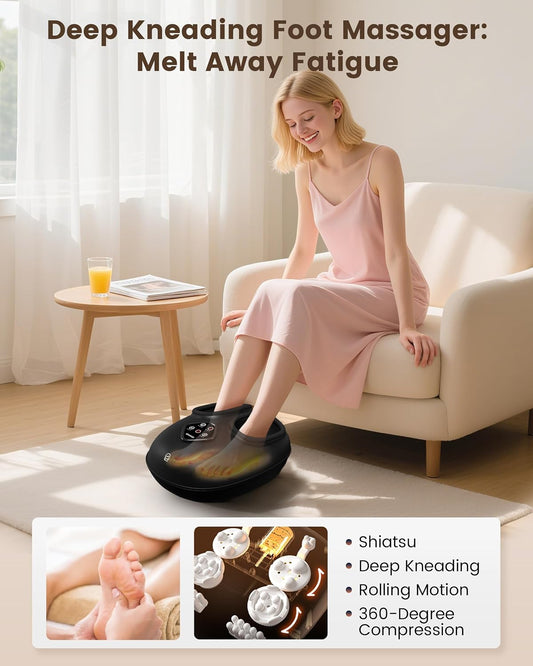 COMFIER FSA Eligible Foot Massager with Heat, HSA Eligible Shiatsu Foot Massager Machine for Plantar Fasciitis, Kneading & Compression for Neuropathy Pain, Fits up to Size 14, Mothers Day Gift