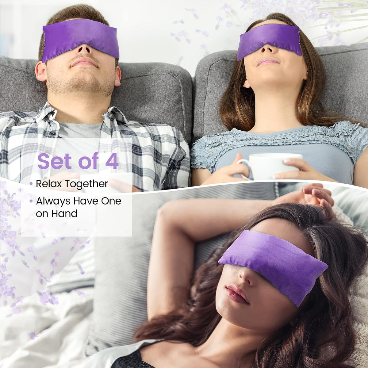 SuzziPad Hot & Cold Lavender Eye Pillow for Relaxing, Sapphire, 4 Packs
