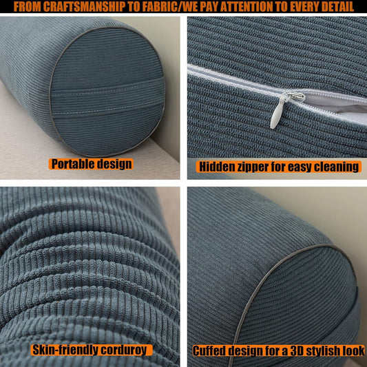 Cervical Neck Pillow Neck Roll Pillow Large 24*8in for Bed, Sofas,Cars | Cylinder Pillows with Removable Cover, Stylish Decor Accent for Sofa & Bed, Offers Support for Head, Neck, Back and Legs