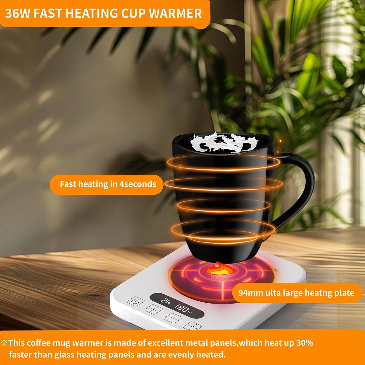 Coffee Mug Warmer, Cup Warmer with Auto Shut Off, Fast Bottle Warmers for All Bottles,3 Temp Settings, Multifunctional Bottle Warmer for Coffee, Beverage, Milk, Tea, Coffee Warmer Plate,Black