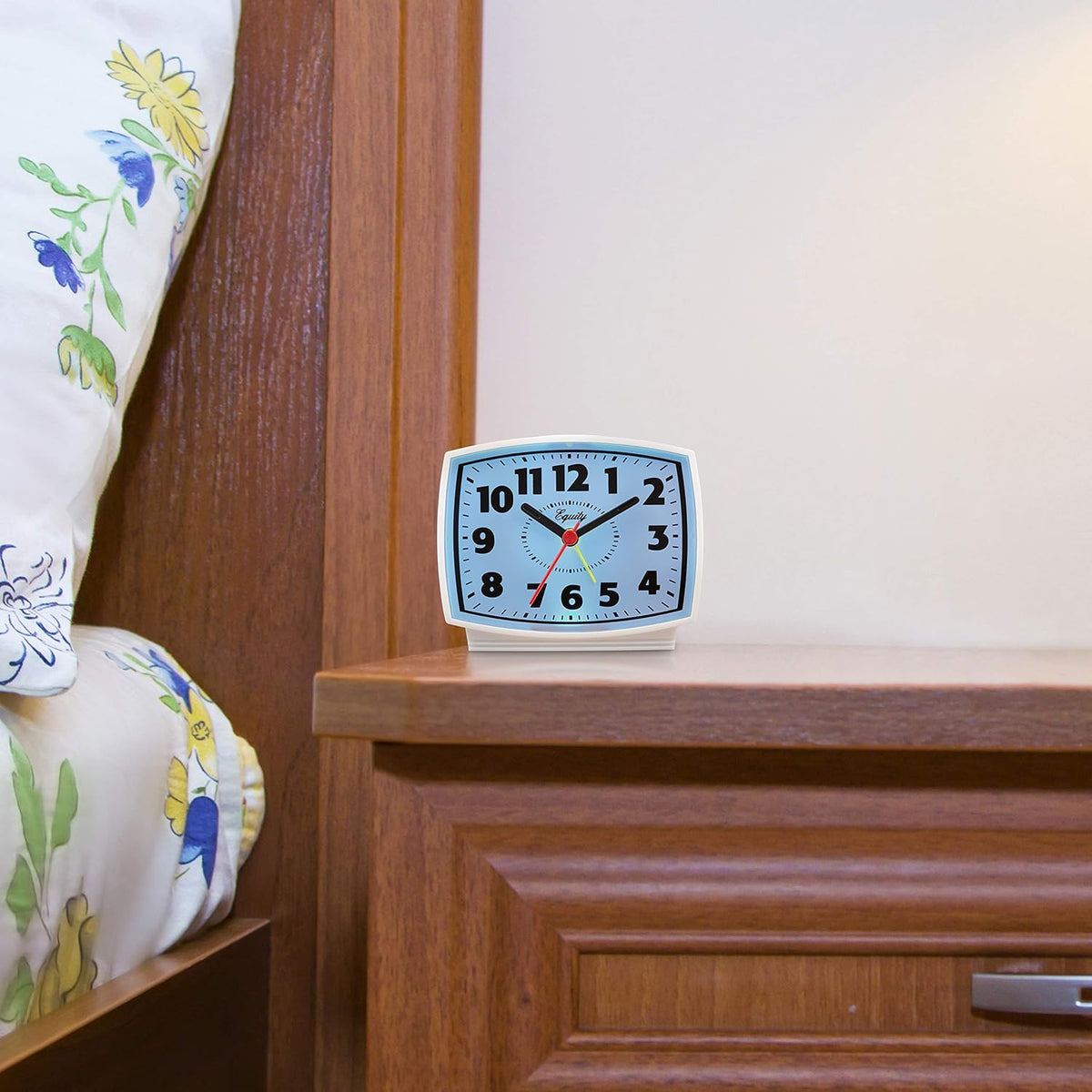 Equity by La Crosse 33100 Electric Silent Analog Alarm Clock with Lighted Dial, White (Pack of 2)