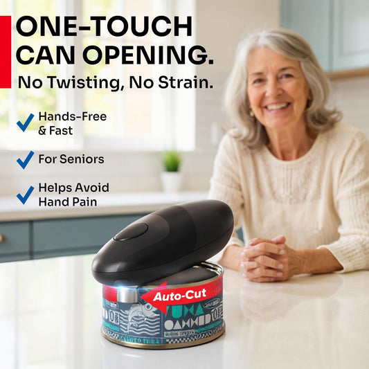 MUELLER HOME SmoothEdge Auto Electric Can Opener, Black | Battery-Operated, One-Touch with Magnet Lid Lifter, Portable Hands-Free Automatic, For Seniors & Arthritis