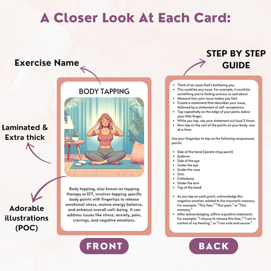 Somatic Therapy Exercise Cards & Coping Skill Cards: Techniques and Exercises for Trauma & Stress Relief, Self-Help Deck by HORIA KADI
