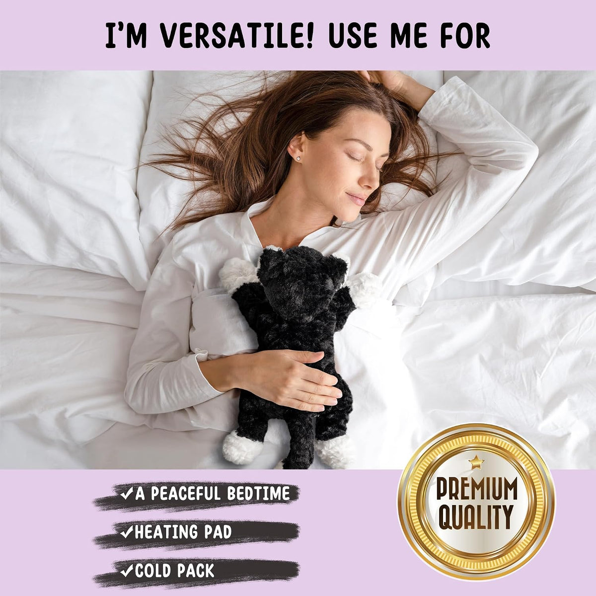 Bunny Microwavable & Weighted Stuffed Animals - 1.5 Lbs Unscented Heating Pad for Period Cramps Pain Relief and Anxiety, Cute Bunny Plush Toys Gifts for Women Girls Adults and Kids by Happy Fuel