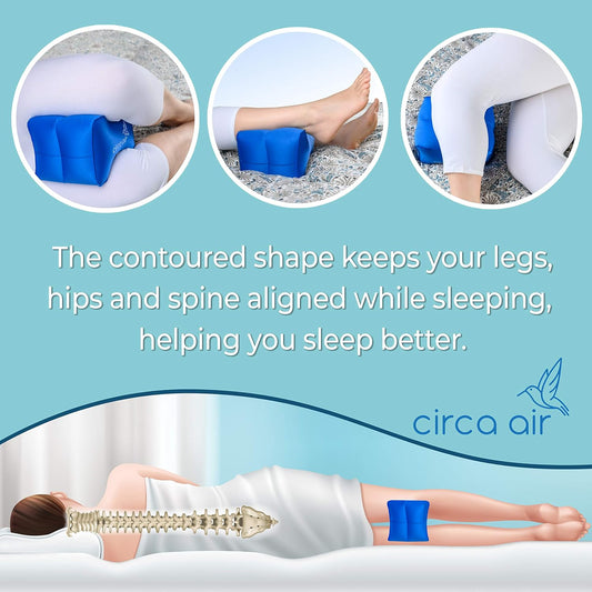 Inflatable Knee Pillow for Side Sleepers - Orthopedic Knee Pillows for Sleeping, Sciatica Relief, Back Pain, Leg Pain, Hip or Joint Pain. Weighs Only 1.98 Oz Perfect for Travel/Home