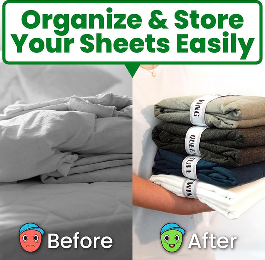 ECOHomes Bed Sheet Organizer Label Bands (King, Cream)