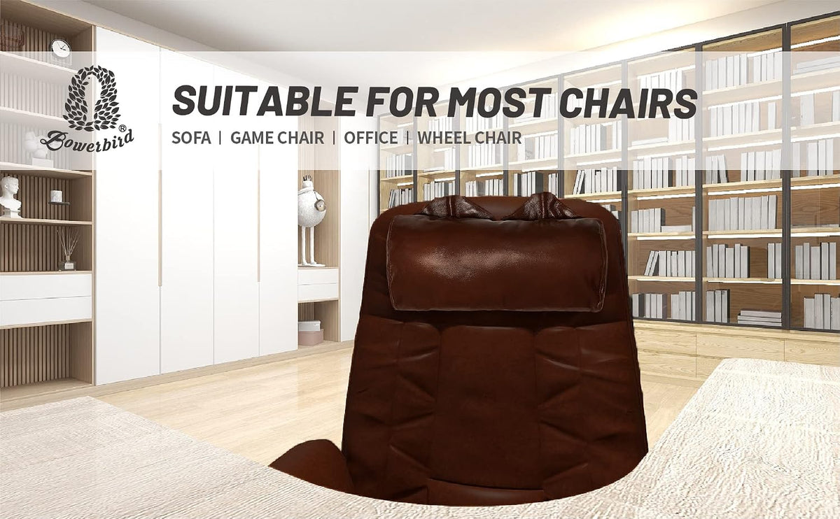 BOWERBIRD Genuine Leather Recliner Head Pillow-Head and Neck Pillow-Headrest Cushion for Neck Pain Relief and Cervical Support