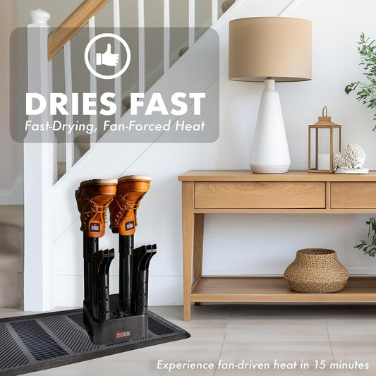 JobSite Mighty Dry Boot Dryer with Rubber Drip Tray - Boots Dryer with Heat Blower Fan - Fast Glove & Shoe Dryer - Helps Reduce Odor